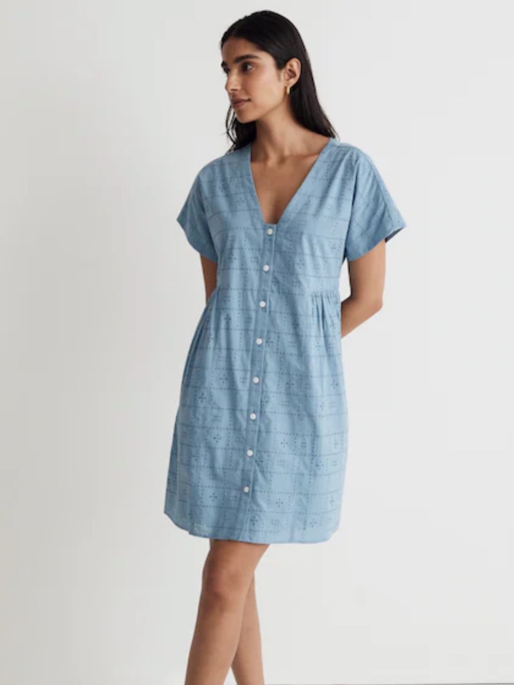 Madewell - Button front V Neck mini dress